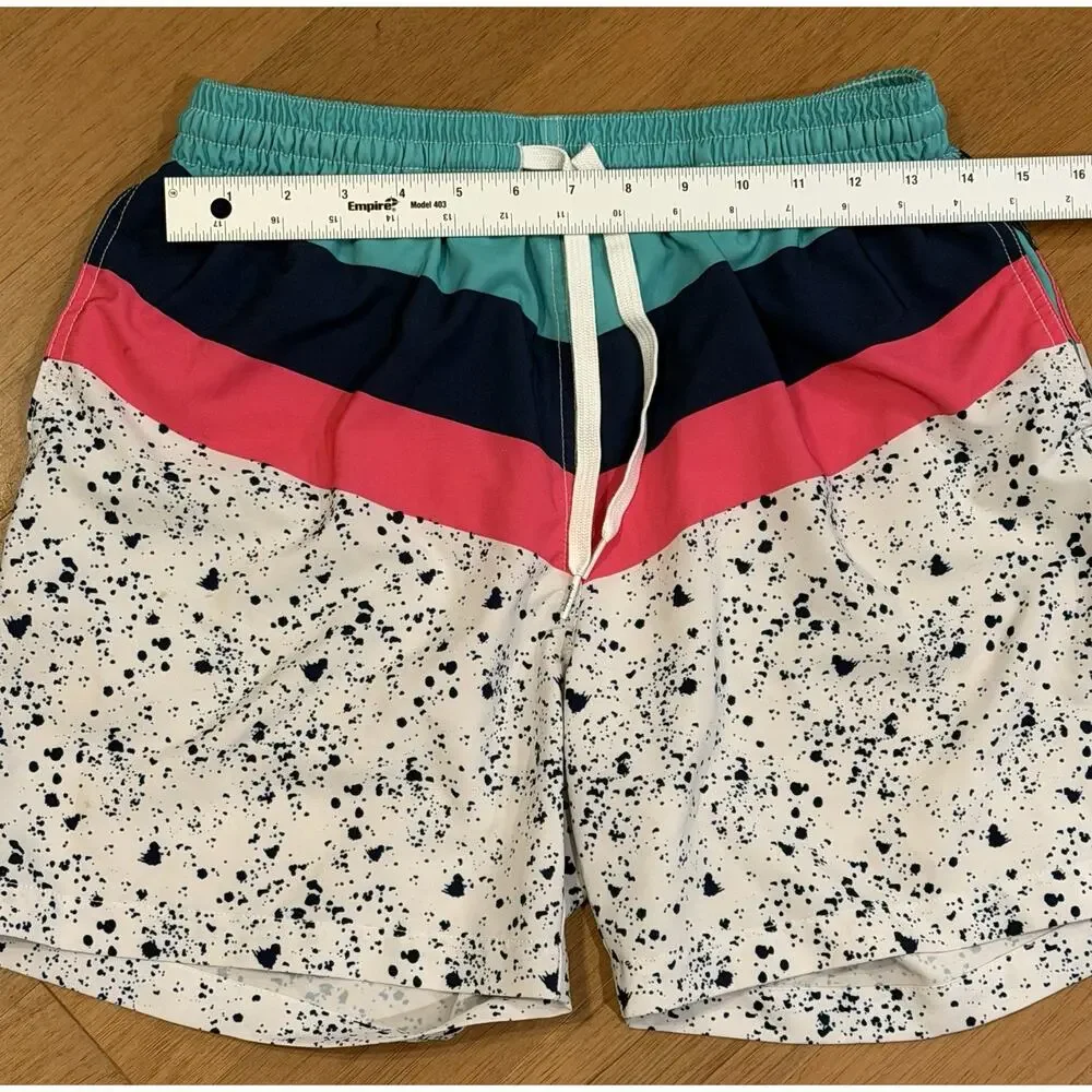 Chubbies Aquatic Libations Colorblock Splatter Swim Trunks Large Beach Ocean EUC